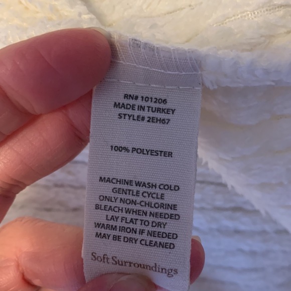 Soft surroundings cream ribbed belt soft fluffy cozy long robe dressing gown XS - Picture 9 of 11